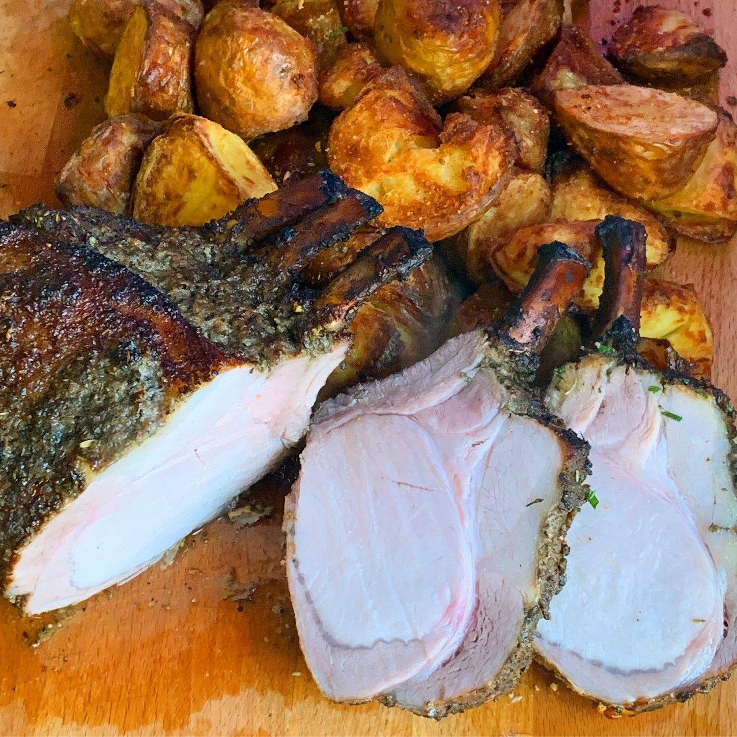 Hot Smoked Pork Rack French Trimmed