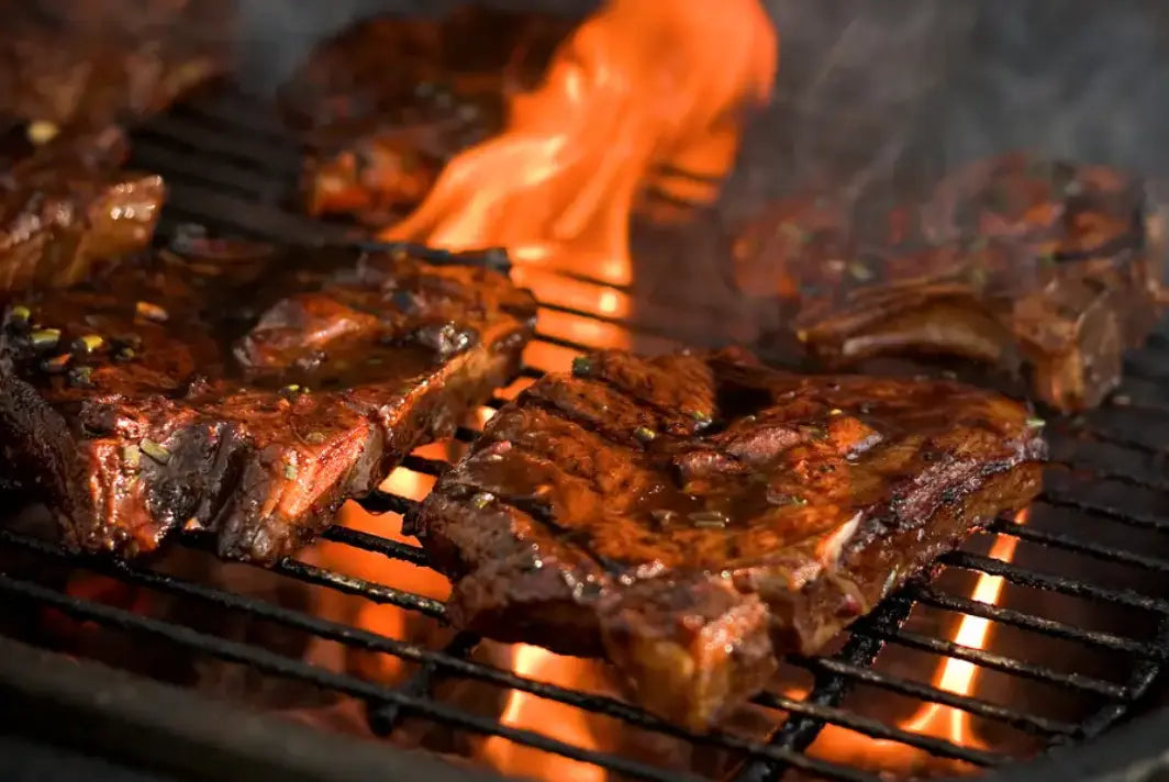 Meat getting smoked at smoker