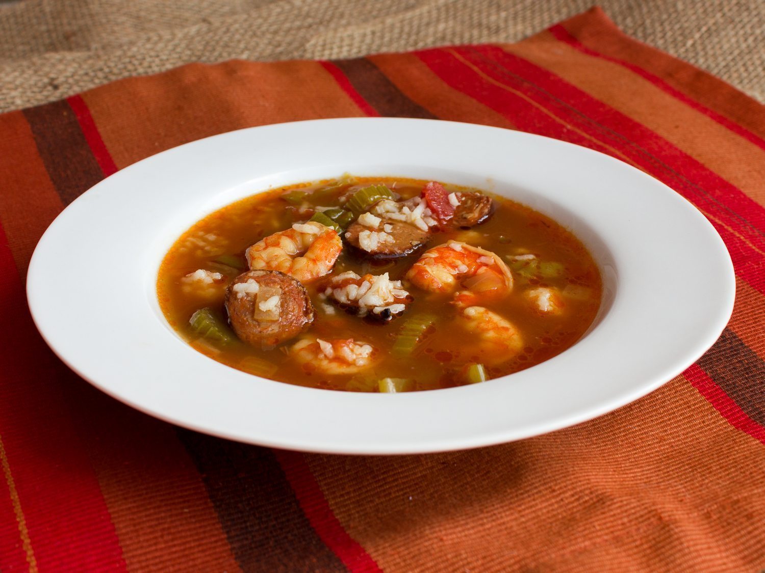 Smoked sausage and shrimp gumbo