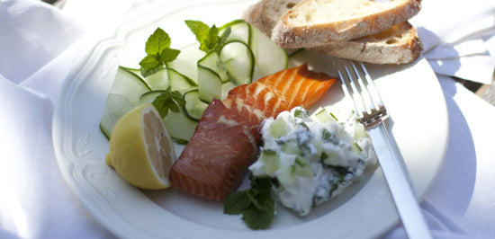 Honey & Lemon Bradley Hot Smoked Salmon Fillet with Tzatziki